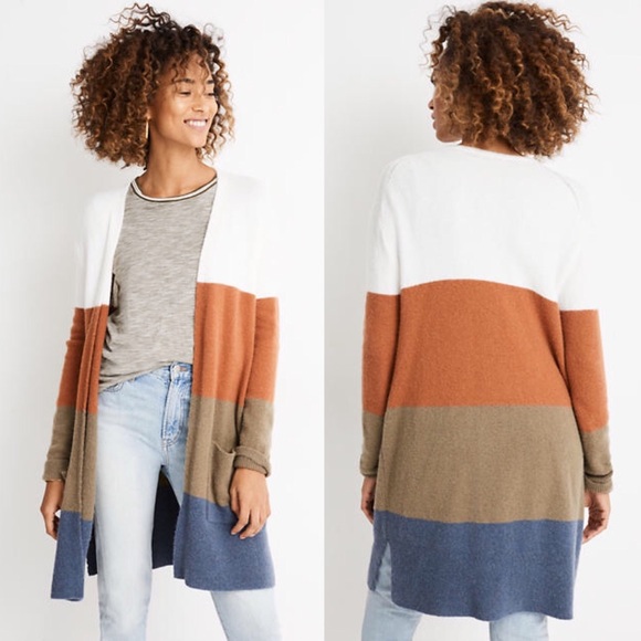 SOLD NWT Madewell Kent Striped Colorblock Cardigan - Picture 5 of 8